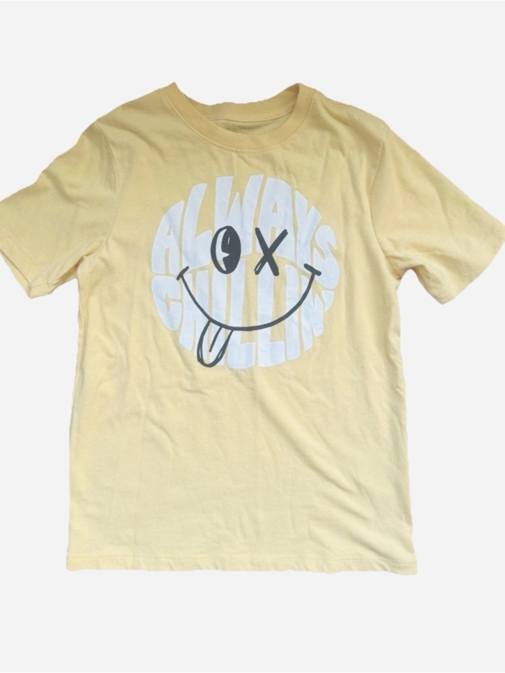 wonder nation Kids’ Sz M(8) Yellow Graphic 'Always Chillin' Tee T-Shirt NWOT